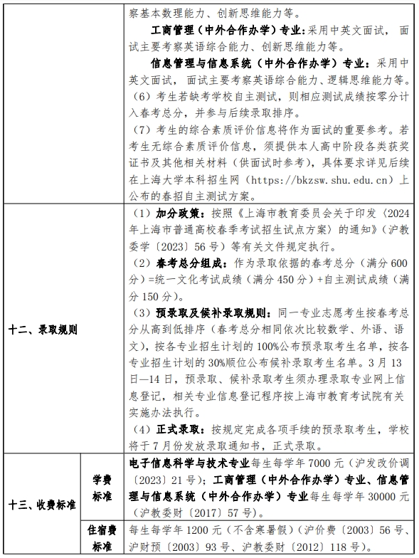 上海大学2024年春季考试招生简章