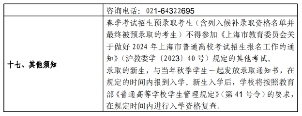 上海师范大学2024年春季考试招生简章