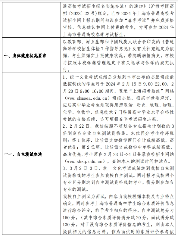 上海中侨职业技术大学2024年春季高考招生简章