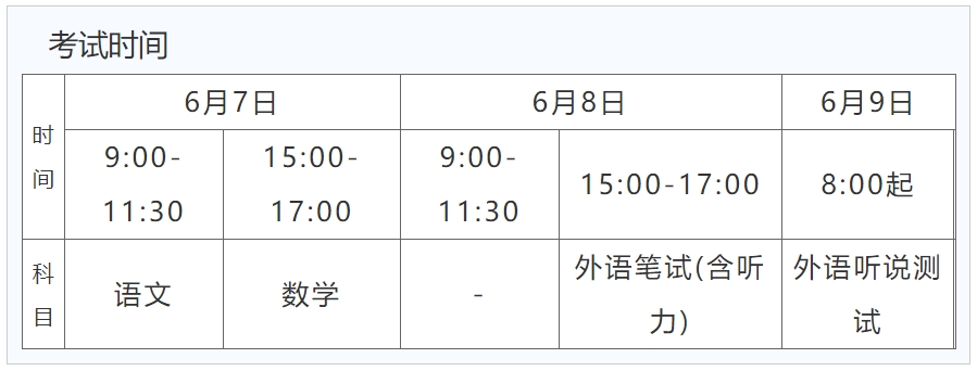 上海2024年高考时间什么时候？考几天？