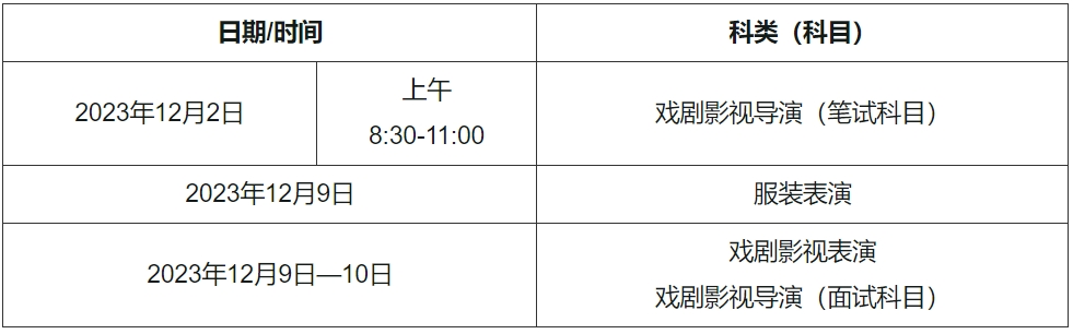天津2024年艺考表(导)演类专业统考时间